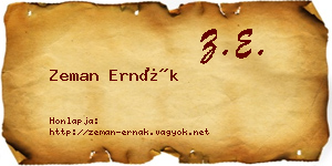 Zeman Ernák névjegykártya
